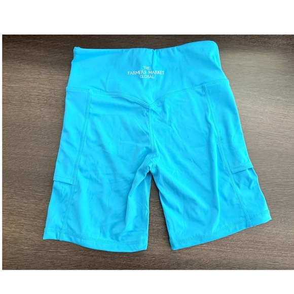 Farmers Market Bike Shorts High Waist Athletic Pocket tennis ball Blue XS - Picture 2 of 4